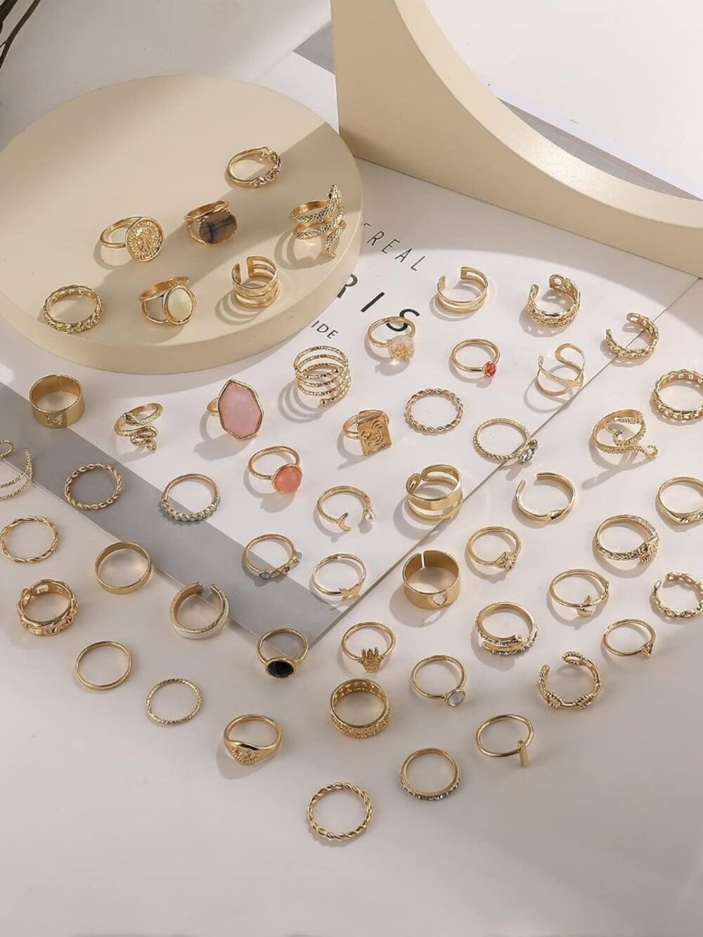 60-Piece Gold Stackable Ring Set for Women - Picture 7 of 7